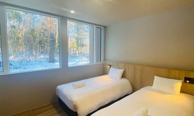 Chalet Infinity Bedroom with Snow View | Hakuba, Nagano
