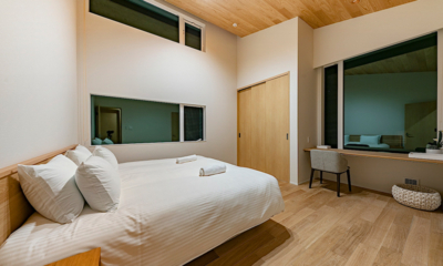 Kairos By The Mountain Bedroom with Study Area at Night | Hakuba, Nagano