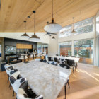 The Moo Kitchen and Dining Area with Hanging Lights | Hakuba, Nagano