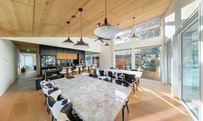 The Moo Kitchen and Dining Area with Hanging Lights | Hakuba, Nagano