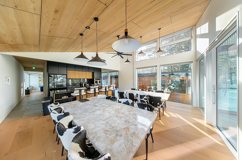 The Moo Kitchen and Dining Area with Hanging Lights | Hakuba, Nagano
