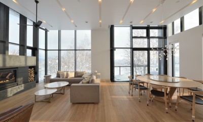 Zen Indoor Living and Dining Area with Snow View | Japan, Niseko