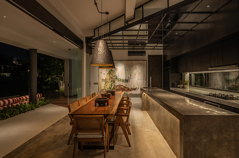 The Oasis Kitchen and Dining Area at Night I Canggu, Bali