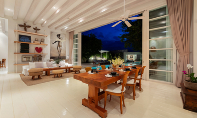 Villa Akasha Living and Dining Area at Night | Choeng Mon, Koh Samui