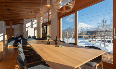 Ro-An Living and Dining Area with Snow View | Hirafu, Niseko
