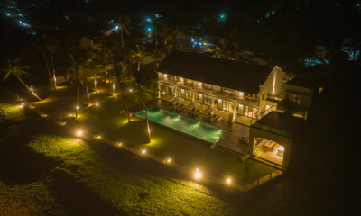 Myla Beach Villa Gardens and Pool at Night | Dickwella, Sri Lanka