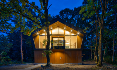 Ahiru Chalet Exterior at Night | Echoland, Hakuba
