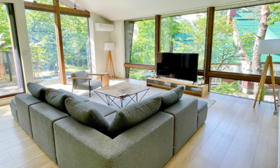Ahiru Chalet Living Area with View | Echoland, Hakuba