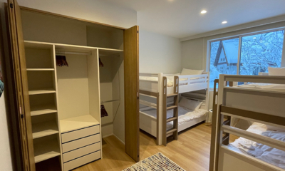 Ahiru Chalet Bedroom Three with Bunk Beds and View | Echoland, Hakuba