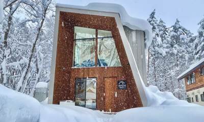 Sanzan Chalet Exterior with Snowfall | Echoland, Hakuba