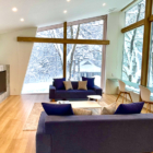 Sanzan Chalet Living Area with Snow View | Echoland, Hakuba