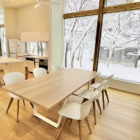 Sanzan Chalet Living, Kitchen and Dining Area with Snow View | Echoland, Hakuba