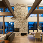Silver Maple Chalet Living and Dining Area at Night | Echoland, Hakuba