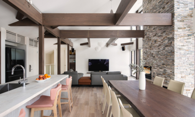 Silver Maple Chalet Kitchen and Dining Area with Wooden Floor | Echoland, Hakuba