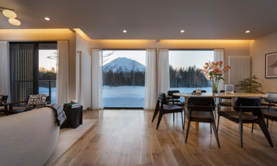 Ginto Estate Awayuki Living and Dining Area with Mountain View | Hirafu, Niseko