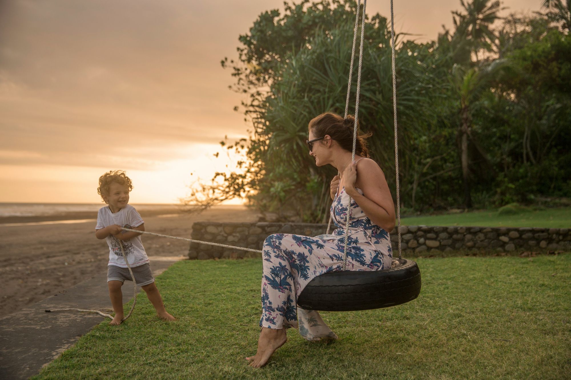 Kid and Mom Playing on a Beach | Bali, Indonesia