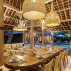 Lunala Villa Pool Side Living and Dining Area at Night | Uluwatu, Bali