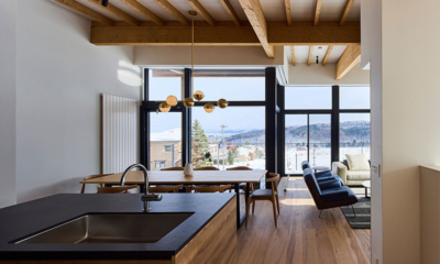 Shiyuki Kitchen and Dining Area with Hanging Light and View | Furano, Hokkaido
