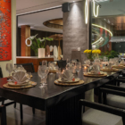 Akashi Residence Dining with Crockery at Night | Canggu, Bali