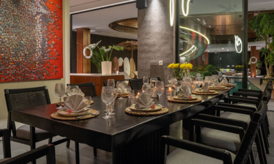Akashi Residence Dining with Crockery at Night | Canggu, Bali