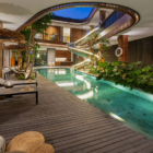 Akashi Residence Pool Side Loungers at Night | Canggu, Bali