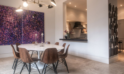 No 77 Leyn Baan Dining Area with Hanging Lights | Galle, Sri Lanka