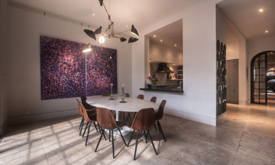 No 77 Leyn Baan Kitchen and Dining Area with Hanging Lights | Galle, Sri Lanka