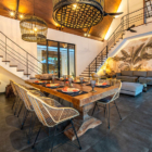 La Residence Anam Living and Dining Area with Hanging Lights | Pererenan, Bali