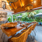 La Residence Anam Living and Dining Area with Hanging Lights and Pool View | Pererenan, Bali