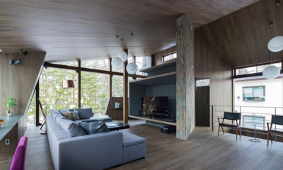 Yotsuba Living Area with Hanging Lights | Echoland, Hakuba