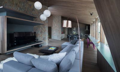 Yotsuba Living Area with TV and Hanging Lights | Echoland, Hakuba