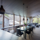 Yotsuba Living, Kitchen and Dining Area with Hanging Lights | Echoland, Hakuba