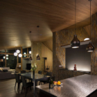 Yotsuba Living, Kitchen and Dining Area at Night | Echoland, Hakuba