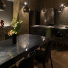 Yotsuba Kitchen and Dining Area at Night | Echoland, Hakuba
