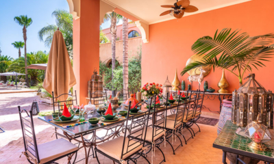 Palais Hassoun Dining Area with Garden View | Marrakesh, Morocco