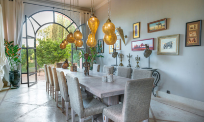 Palais Hassoun Dining Area with Hanging Lamps | Marrakesh, Morocco