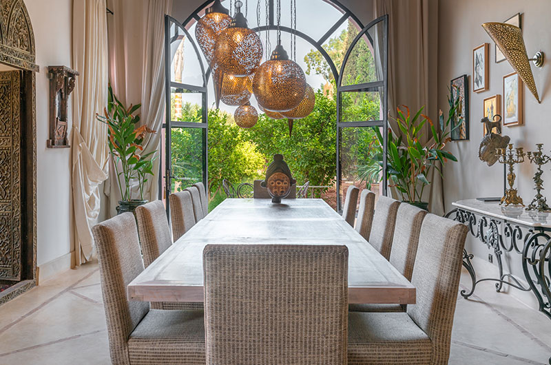 Palais Hassoun Dining with Hanging Lamps | Marrakesh, Morocco