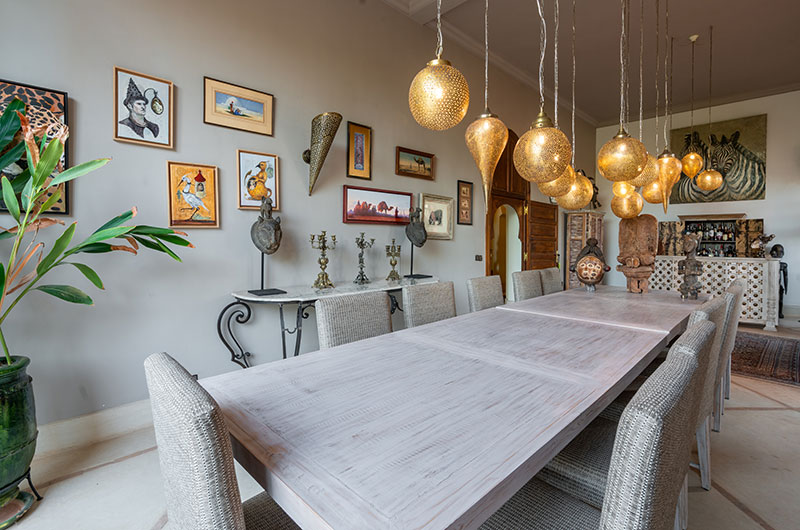 Palais Hassoun Dining Area with Hanging Lamps | Marrakesh, Morocco