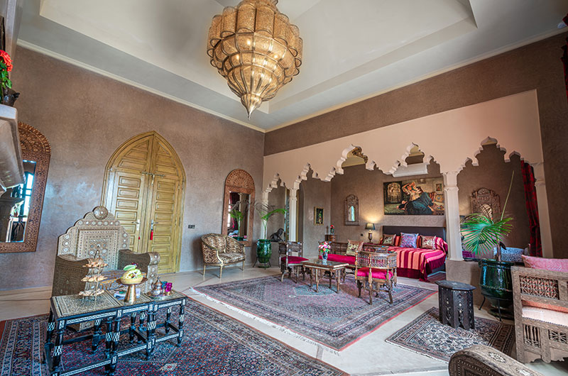 Palais Hassoun Suite Royale Bedroom One with Seating Area | Marrakesh, Morocco