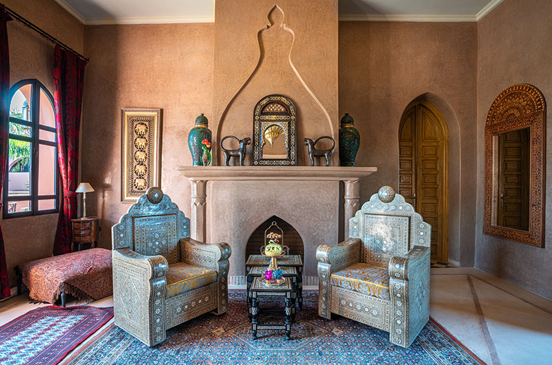 Palais Hassoun Suite Royale Bedroom One Seating Area | Marrakesh, Morocco
