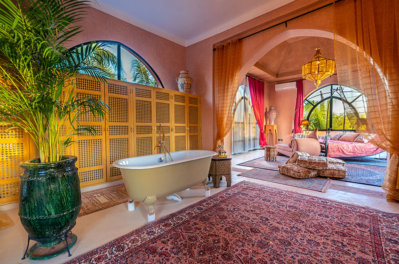 Palais Hassoun Suite Loft Sunset Bedroom and Bathroom Two | Marrakesh, Morocco