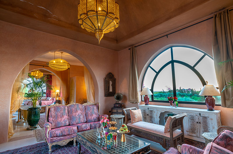 Palais Hassoun Suite Loft Sunset Bedroom with Seating Area | Marrakesh, Morocco