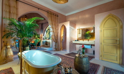 Palais Hassoun Suite Loft Sunrise Bedroom and Bathroom Three with View | Marrakesh, Morocco