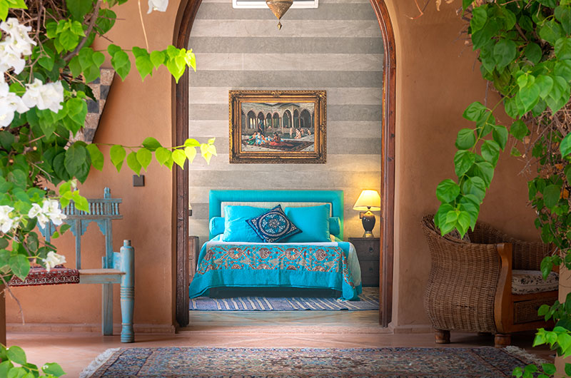 Palais Hassoun Chambre Deluxe Turquoise Bedroom Six View | Marrakesh, Morocco