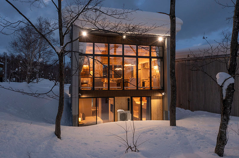 Kumirin Exterior at Night | Hirafu, Niseko