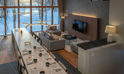Kumirin Living and Dining Area with Snow View | Hirafu, Niseko