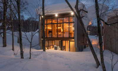 Kumirin Exterior with Snow View at Night | Hirafu, Niseko