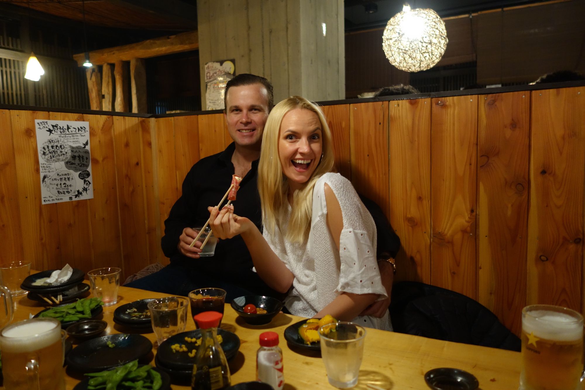 Alastair and Sara in a Japanese Restaurant | Japan