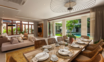 Villa Lenu Living and Dining Area with Pool View | Seminyak, Bali