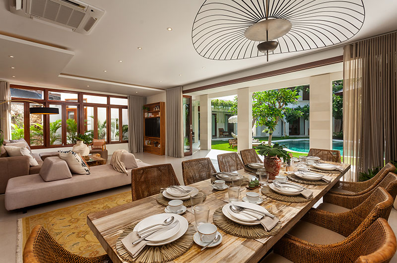 Villa Lenu Living and Dining Area with Pool View | Seminyak, Bali